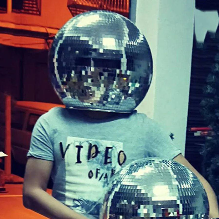 Sparkling 40CM Reflective Disco Ball Helmet with Versatile Visor for Parties and Cosplay