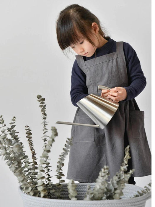 Stylish Kids' Linen Cooking and Craft Apron with Front Pocket - Perfect for Ages 3-10