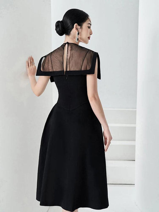 A-line Evening Dress with Sheer Overlay and Cutout Details