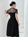 A-line Evening Dress with Sheer Overlay and Cutout Details