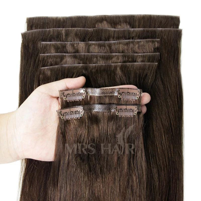 Invisible Seamless Clip-In Human Hair Extensions - 8 Piece Set, 100G/120G, 12-22 Inch Lengths