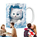 Charming 3D Cat Enthusiast's Ceramic Mug with Enchanting Feline Artwork and Peaceful Scenery