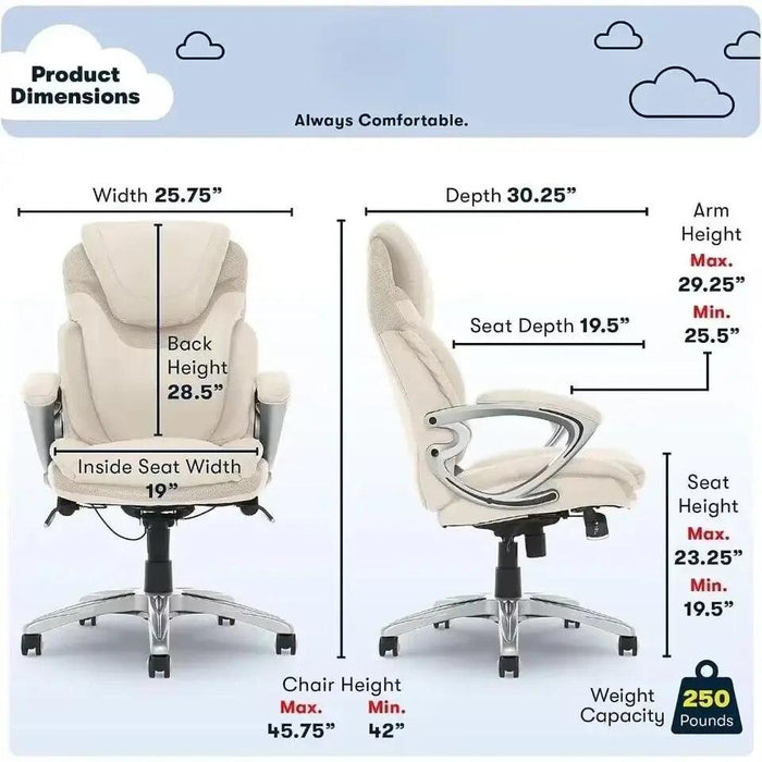 Executive Leather Office Chair with Advanced Ergonomic Support and 360° Rotation