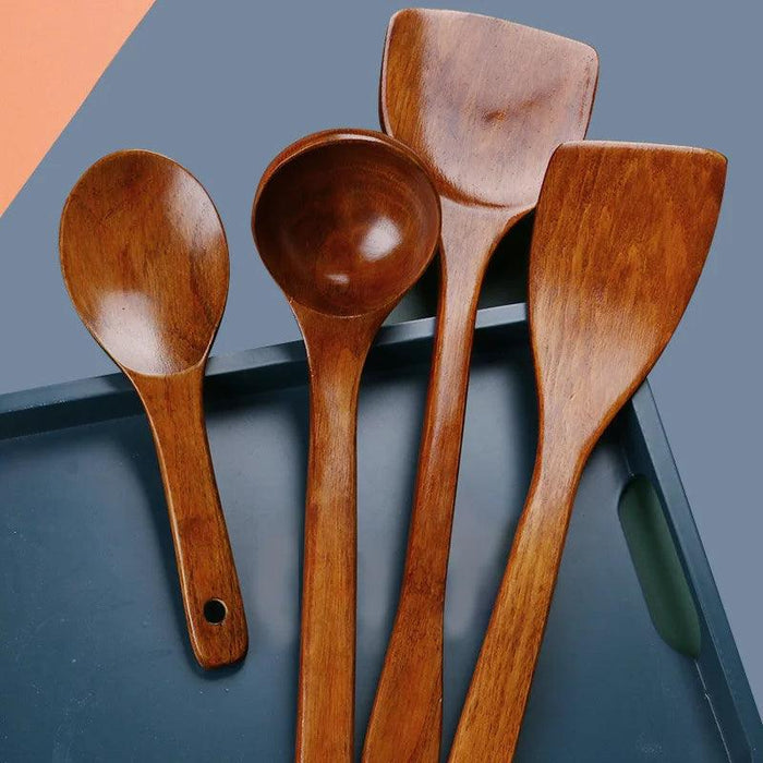 Eco-Conscious Sumac Finished Wooden Utensil Set for Culinary Artisans