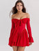 Chic Off-shoulder Backless Red Mini Dress for Women