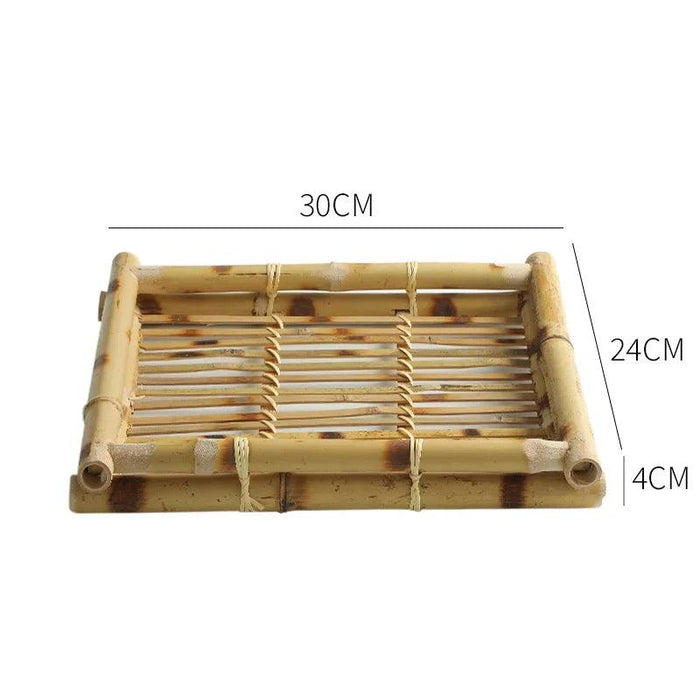 Handcrafted Thai Bamboo Serving Tray - Elegant Southeast Asian Tableware for Snacks, Roasting, and Hot Pot