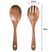 Set of 2 Eco-Friendly Acacia Wood Salad Serving Set - Artisan Spoon & Fork