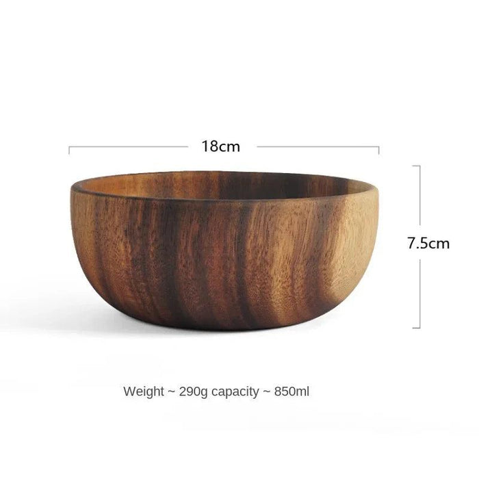 Kids' Safe Acacia Wood Bowl Set - Stylish Anti-Scald Soup and Salad Dishes