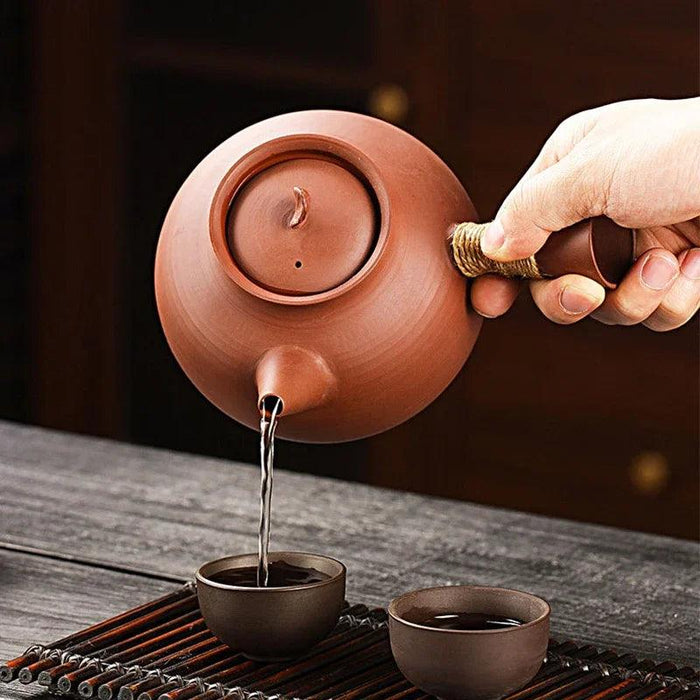 Sophisticated Cinnabar Clay Tea Pot with Electric Heater for Traditional Kung Fu Brewing