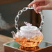 Elegant 700ml Clear Pink Iris Pyrex Teapot - The Perfect Addition to Your Tea Ceremony