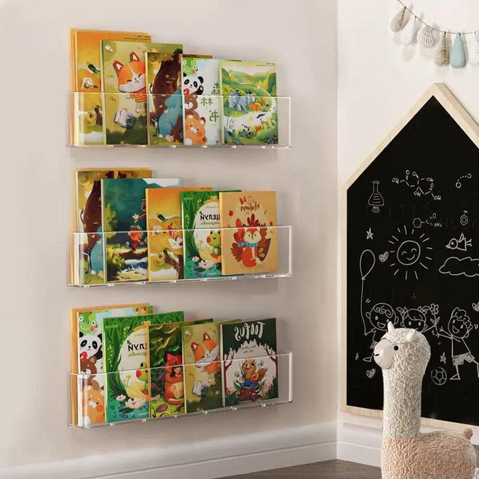 Clear Acrylic Children's Wall-Mounted Book and Magazine Holder