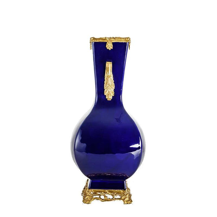 Elegant Ceramic and Copper Decorative Vase