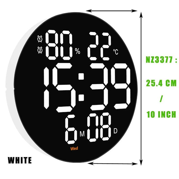 Stylish 10" or 12" Digital LED Wall Clock with Dual Alarms, Temperature Display, and Calendar for Modern Home Decor