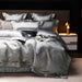 Luxurious Golden Jacquard Satin Bedding Set - 4-Piece Black Duvet & Egyptian Cotton Sheets