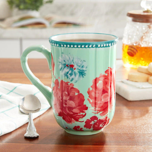 Floral Delight Stoneware Mug Set - 23 fl oz, 4-Piece Collection