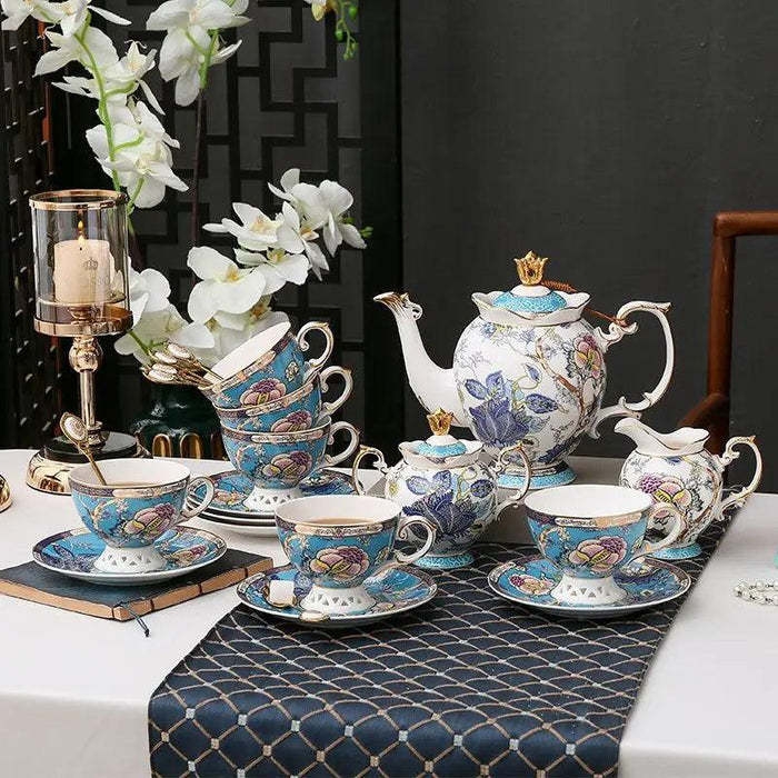 European Charm Bone China Tea and Coffee Set - 5 Piece English Afternoon Tea Serving Kit