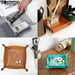 Chic Faux Leather Folding Valet Tray - Elegant Organizer for Home and Office