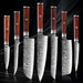 Luxurious 7-Piece Damascus Steel Knife Set with Artisan Rosewood Handles