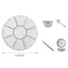 White Crescent-Shaped Ceramic Dining Set with Stackable Bowl and Platter - European Elegance in White