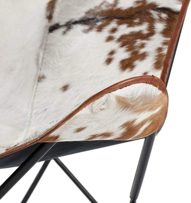 Vintage Elegance Cowhide Leather Folding Butterfly Chair