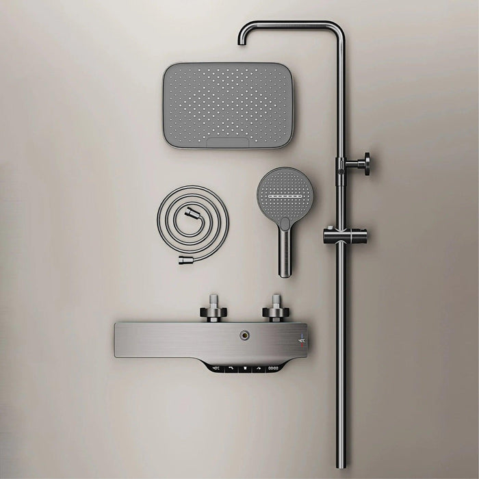 Digital Luxury Brass Gunmetal LED Shower System with Dual Control Faucet