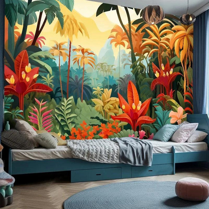 Whimsical 3D Cartoon Forest Mural - Enchant Your Home with Fantasy