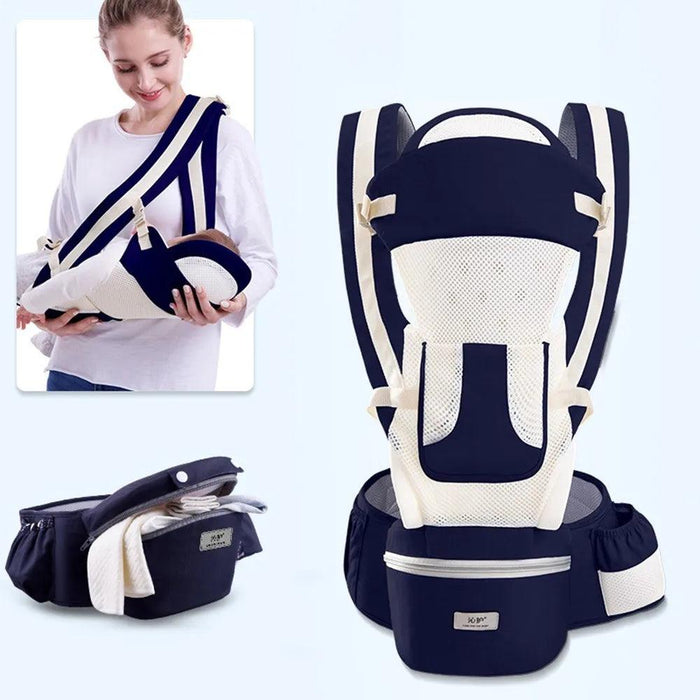 Multifunctional Ergonomic Baby Carrier with Hipseat and Kangaroo Wrap for Infants and Toddlers