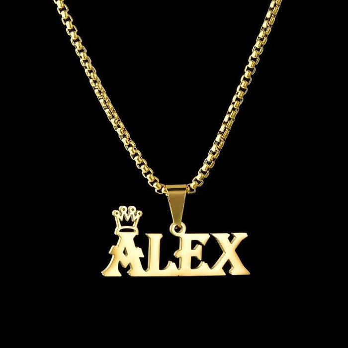 Personalized Unisex Stainless Steel Name Necklace with Chunky Chain