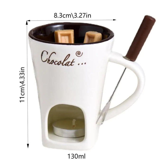 Luxurious Ceramic Chocolate Fondue Set with Elegant Butter Warmer for Perfect Dipping