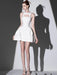 Sleeveless A-line Mini Dress with Cutout Accents and Pleated Details for Women's Evening Events