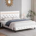 LED-Enhanced White Smart Bed Frame with Adjustable Crystal Tufted Headboard