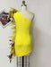 Sunshine Yellow Feathered One-Shoulder Bodycon Dress