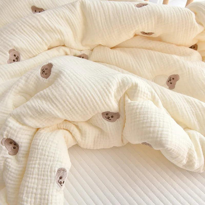 Charming Kawaii Bear Soft Cotton Baby Blanket Set - Ideal for Infants