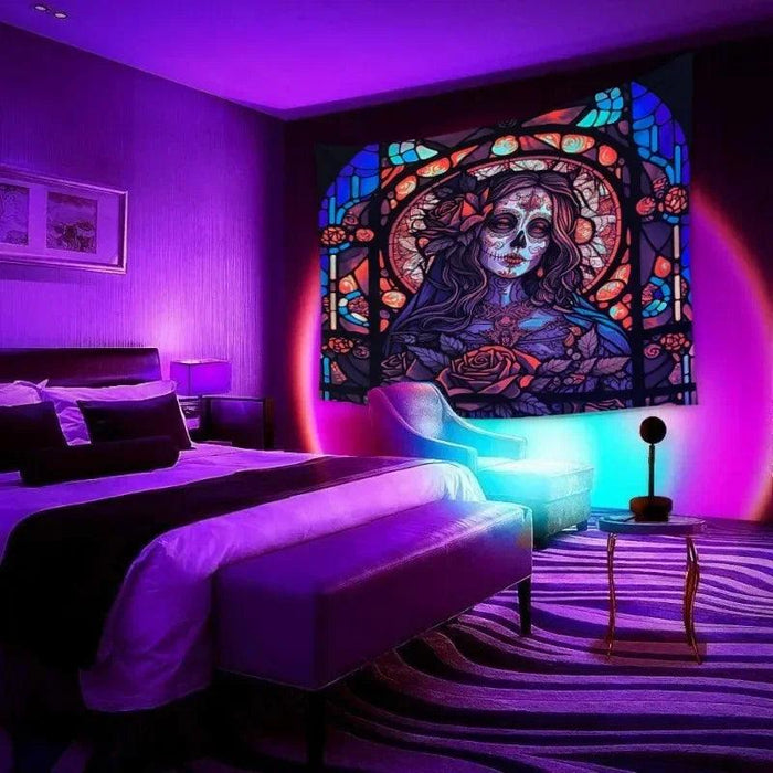 Neon Cosmic Dreamcatcher Tapestry: A Versatile Bohemian Decor Piece