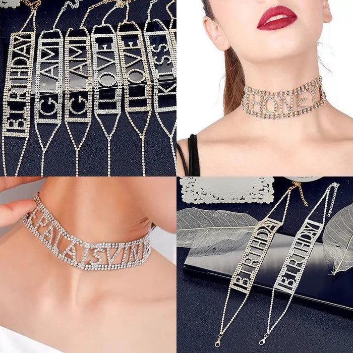 Crystal Charm: Love Letter Rhinestone Choker Necklace