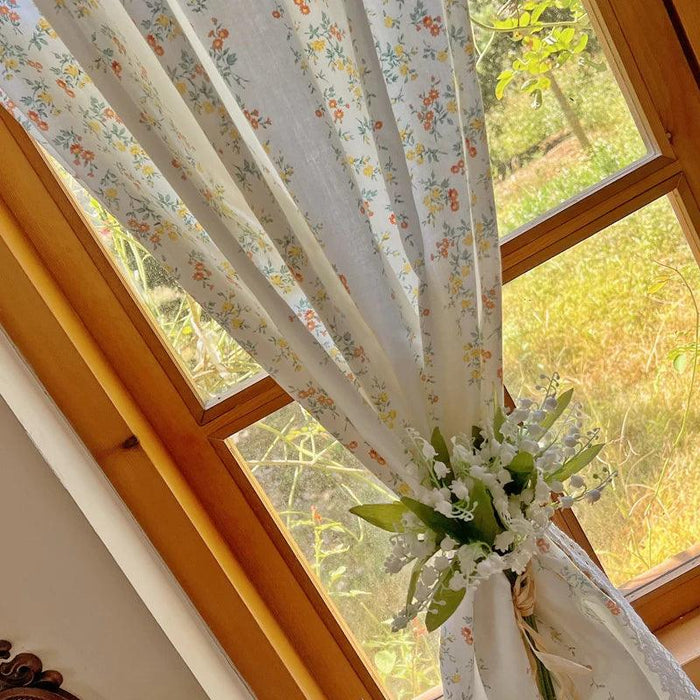 French Floral Cotton Rod Pocket Curtains for Kitchen & Bath – Retro Short Blinds & Partitions