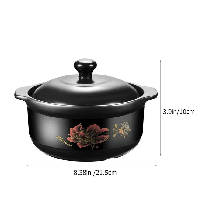 Premium Black Ceramic Clay Casserole Pot with Non-Stick Coating - Perfect for Cooking Chicken, Soup, Rice and More