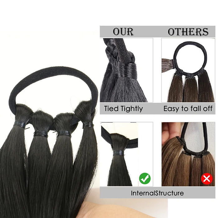Boxing Braids Ponytail Extension Kit - High Temp Fiber Hair Rope in Black & Brown