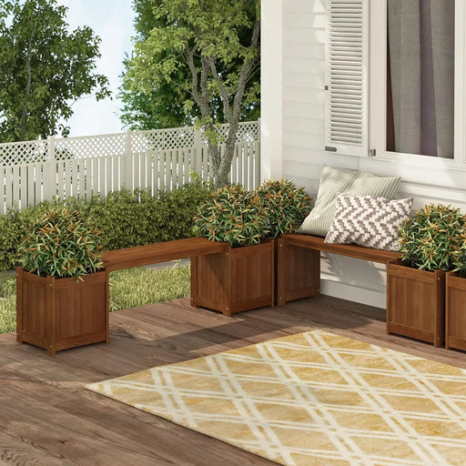Tioman Hardwood Flower Box with Built-in Bench - Outdoor Planting Solution