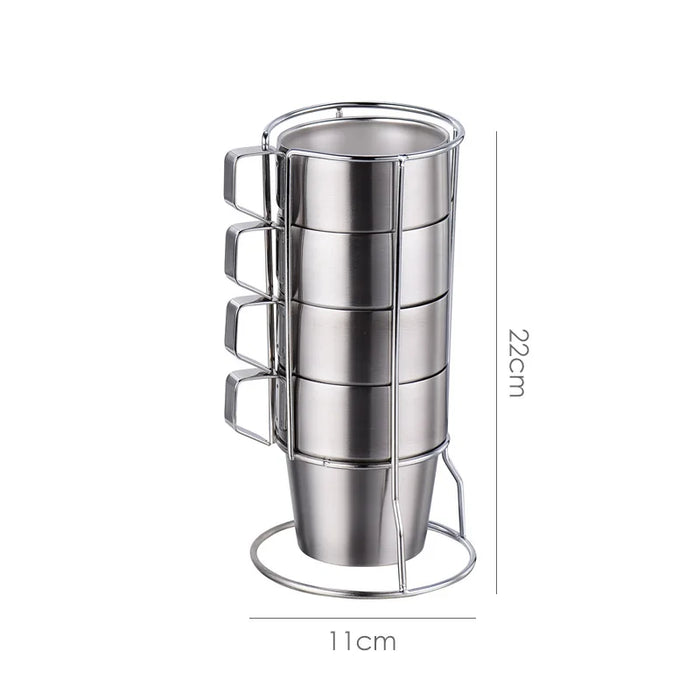 Elegant 6-Piece Set of Insulated Stainless Steel Tea Mugs for Home and Social Gatherings