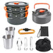 All-in-One Portable Camping Cookware Set with Non-Stick Cookware, Kettle, and Collapsible Utensils for Outdoor Adventures