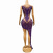 Stunning Sheer Violet Gown with Sparkling Rhinestones for Unforgettable Celebrations