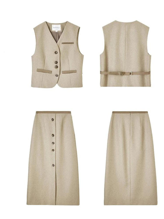 SENTUBILA Women's Chic Two-Piece Skirt Ensemble 2024: Stylish Waistcoat & Blazer Combo with Coordinating Skirt