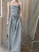 Elegant Black Striped Pleated Sleeveless Long Strap Dress for Women - Spring/Summer 2024 Fashion