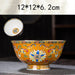 Ornate Chinese Ceramic Salad Bowl Set with Gold Trim - Elegant Enamel Tableware for Stylish Dining