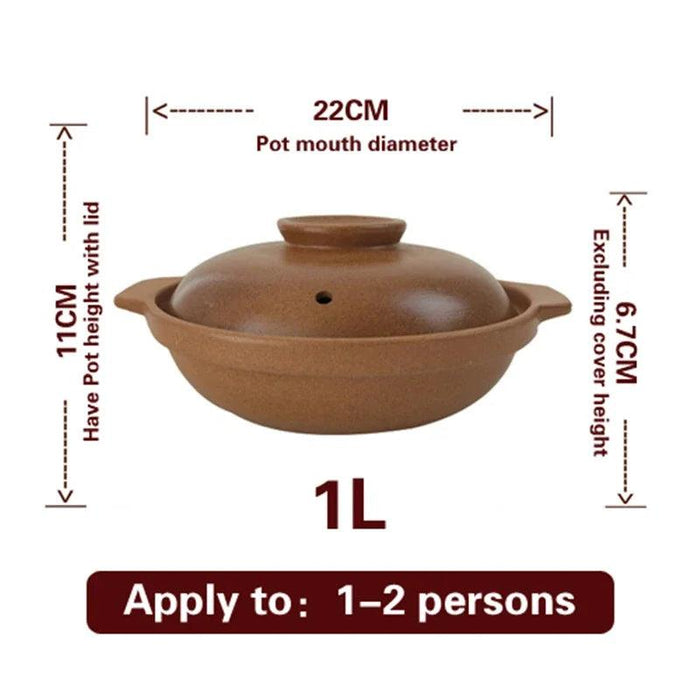 Authentic Chinese Unglazed Clay Casserole - Traditional Stew Pot for Gas Stove Cooking