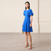 Elegant Minimalist Summer Dress - Stylish Round Neck with Lantern Sleeves