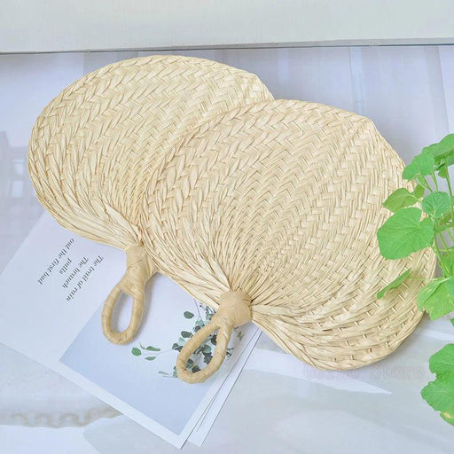 Vintage Raffia Hand Fan - Artisan Bamboo Cooling Accessory for Elegant Summer Celebrations