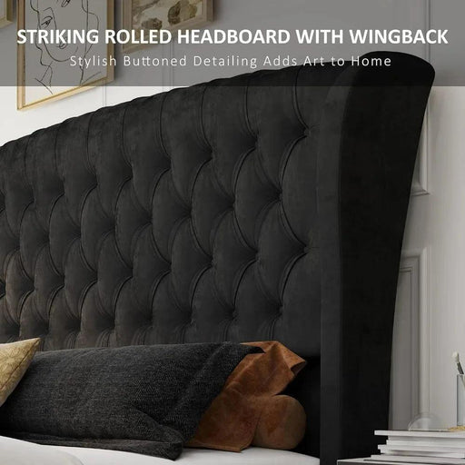 Opulent Handcrafted Velvet King Sleigh Bed - Sophisticated Style & Exceptional Comfort