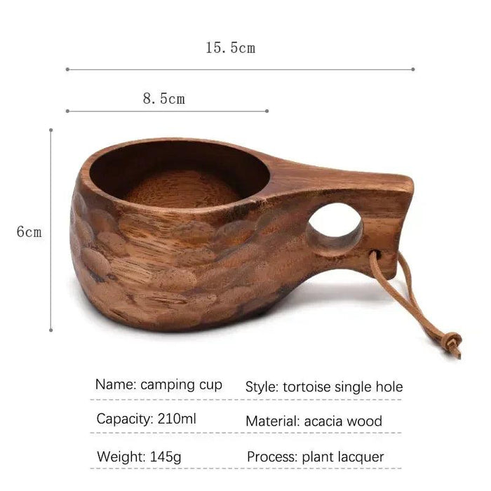 Artisan Acacia Wood Adventure Mug with Stylish Rope Handle - Your Unique Outdoor Drinkware